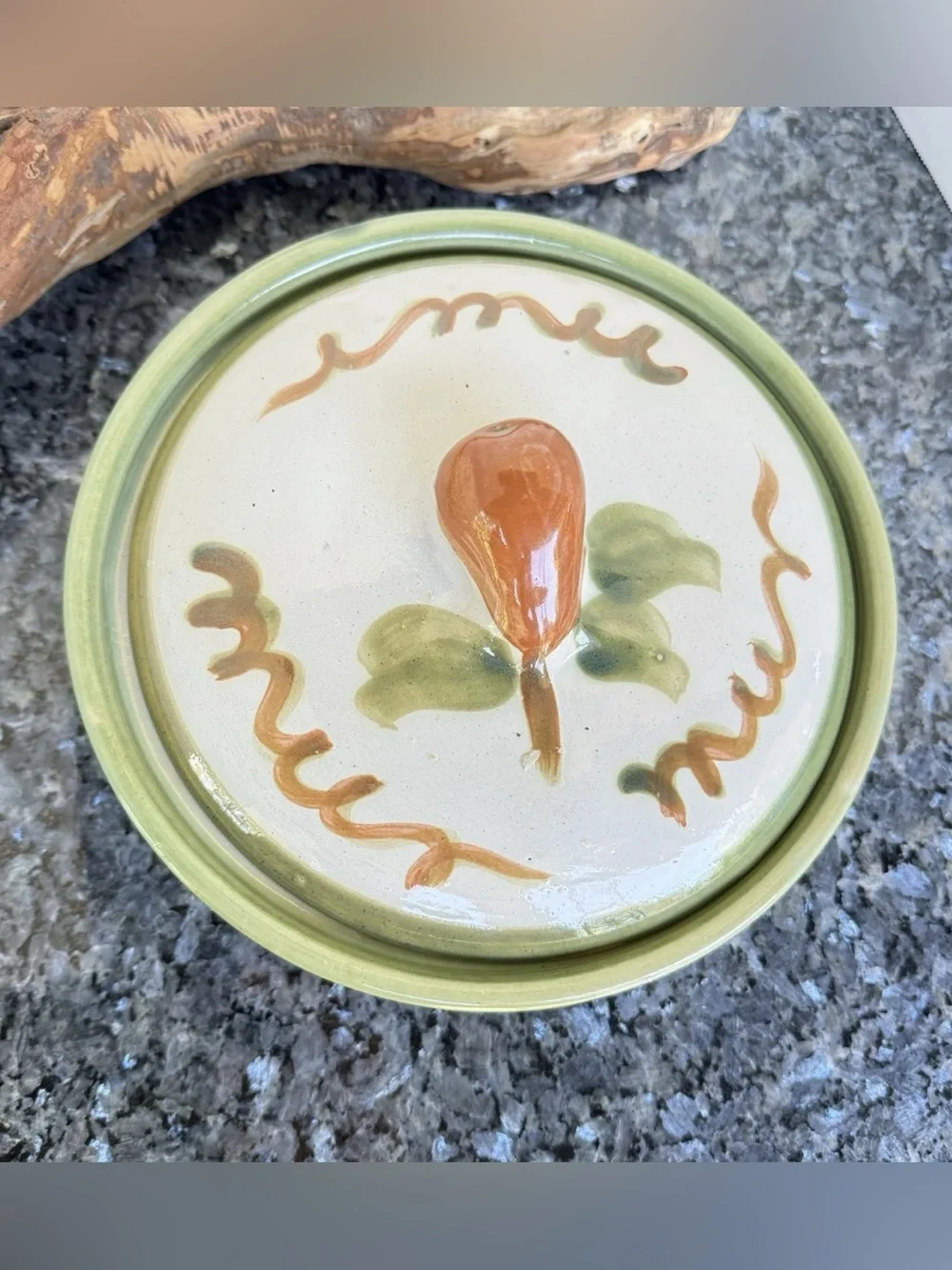 Vintage Louisville Stoneware Co. “Harvest” Pear Pattern Lidded 9” Casserole Dish